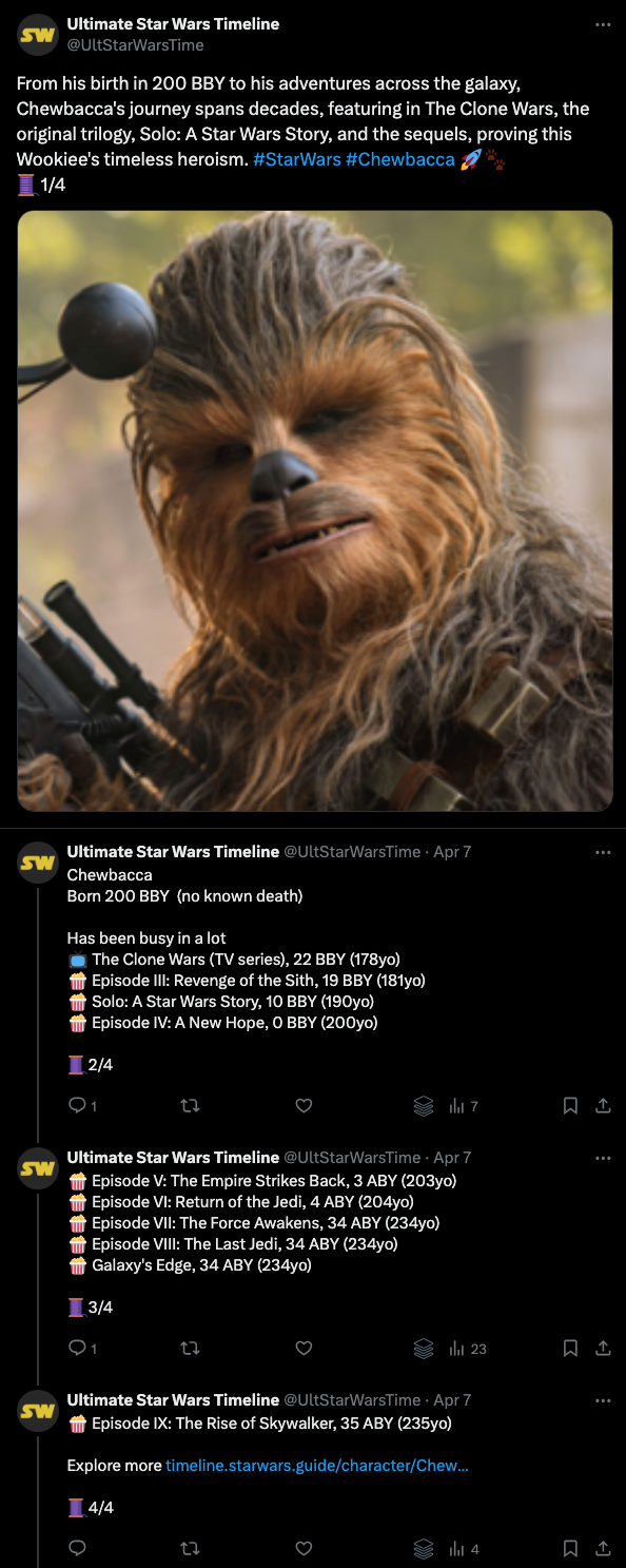 Tweet of Chewie's timeline