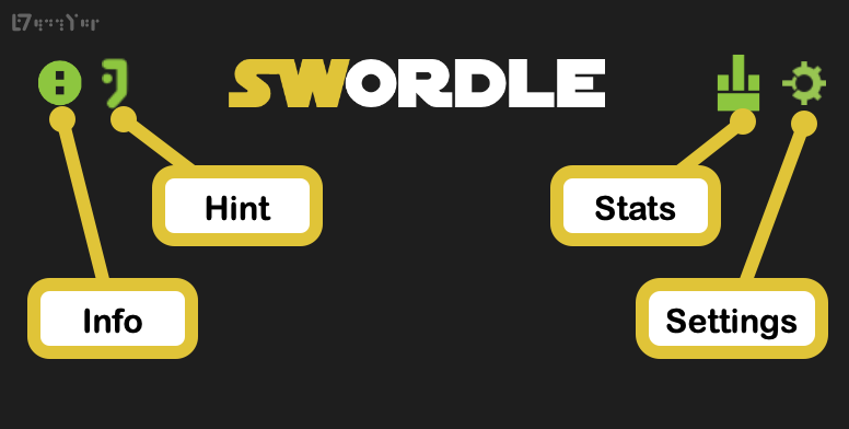 screen shot of swordle buttons